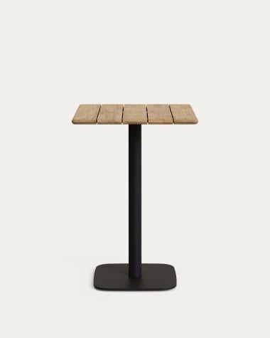 Saura square high bar table black steel frame natural finish acacia top 96x70x70cm FSC100%