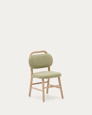 Chaise pour enfant Helda en tissu bouclette vert et bois de frêne FSC Mix Credit