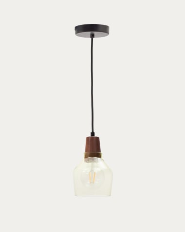 Silex green glass and walnut ceiling lamp, Ø 13 cm