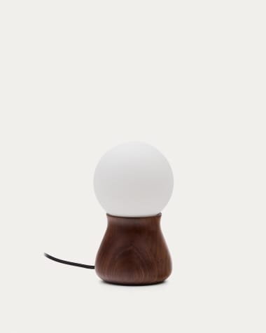 Lampe de table Okeni en bois de noyer et verre