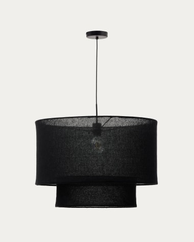 Lampenschirm für Deckenleuchte Mariela aus Leinen mit schwarzem Finish Ø 60 x 40 cm