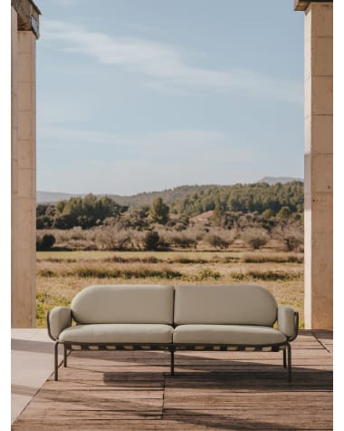 Sofa ogrodowa Joncols 3-osobowa z aluminium z zielonym wykończeniem 225 cm