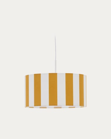 Ciral ceiling lamp shade with yellow and white stripes, Ø 40 cm