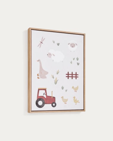 Tableau Pecky avec motifs d’animaux et tracteur multicolore 40 x 30 cm