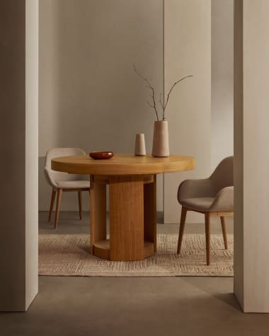 Uitschuifbare ronde tafel Artis van FSC 100% massief eikenhout en -fineer 120 (170) x 80 cm