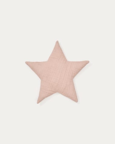 Laily star-shaped, pink cushion made of 100% organic cotton, 30 x 30 cm