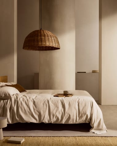 Grijze set dekbedovertrek en kussenslopen Simmel van katoen en linnen voor een bed van 180 cm