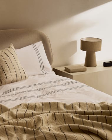 Set Saigan Bezüge für Bettdecke und Kopfkissen 100% Baumwollperkal 180 weiß Stickerei für Bett von 150 cm