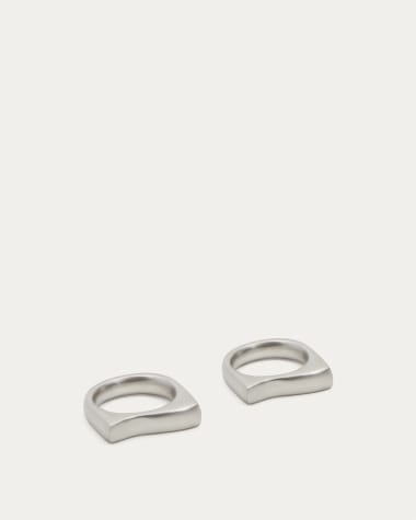 Aruc set of two semi-circular napkin rings in silver-plated stainless steel