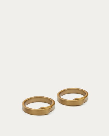 Aruc set of two napkin rings in gold-coloured stainless steel