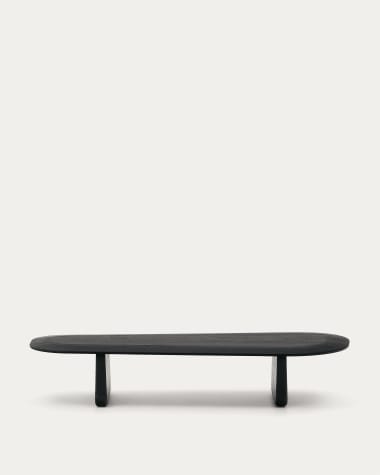 Mesa de centro Pirita de madera maciza de roble con acabado negro 146 x 56,5 cm FSC 100%