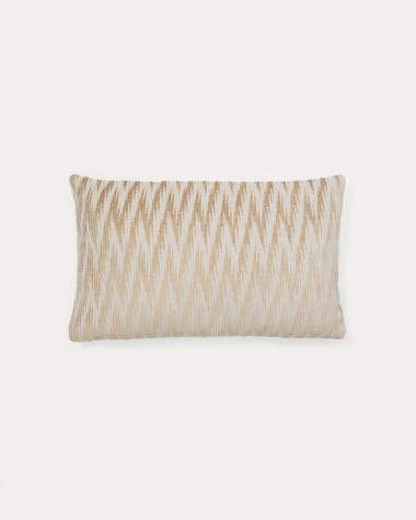 Sigato beige and ecru viscose and cotton, 50 x 30 cm