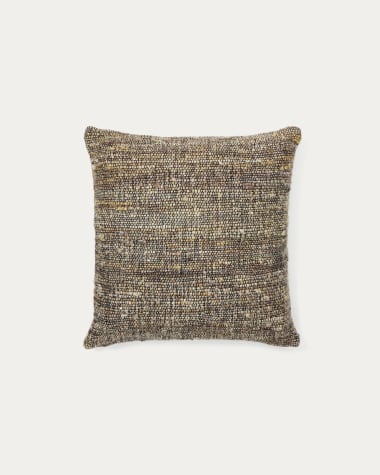 Housse de coussin Yadit en viscose et coton beige 45 x 45 cm