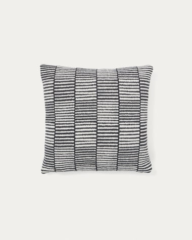 Housse de coussin Levu 100 % coton à rayures noir et blanc 45 x 45 cm