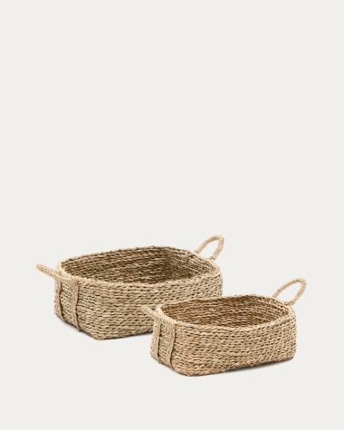 Set Milly di 2 ceste di fibre naturali 32 x 20 cm / 34 x 24 cm