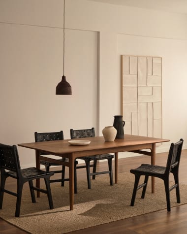 Ausziehbarer Tisch Elan Furnier und massives Nussbaumholz 200 (260) x 100 cm FSC Mix Credit