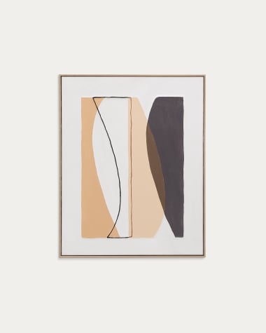 Quadro Zay di lino con forme geometriche marrone 80 x 100 cm