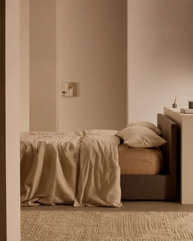 Cama com arrumação Nahiri cinza para colchão de 160 x 200 cm