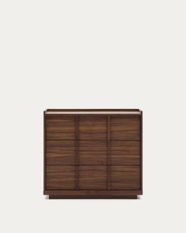 Onix chest of drawers with 3 drawers and a walnut veneer in a dark finish, 100 x 78 cm