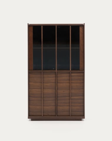 Onix display cabinet made of solid walnut with a walnut veneer in a dark finish 101 x 170 cm