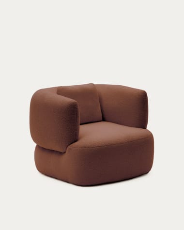 Martina armchair in terracotta bouclé with cushion