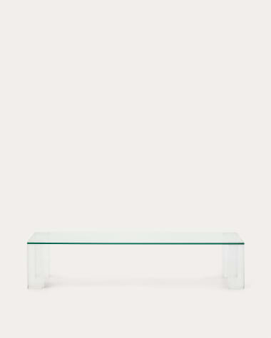 Mesa de centro Adularia de cristal templado transparente 140 x 60 cm