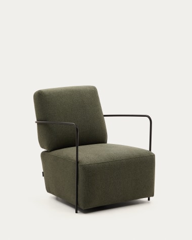 Gamer green armchair with metal in a black matte painted finish