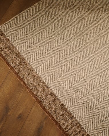 Tapis Nifelia jacquard en laine beige 160 x 230 cm