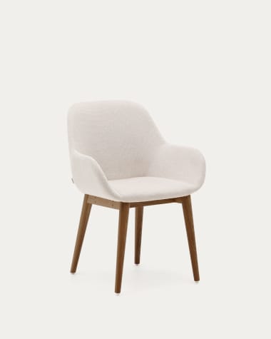 Konna chair in beige with solid ash wood legs in a dark finish FR