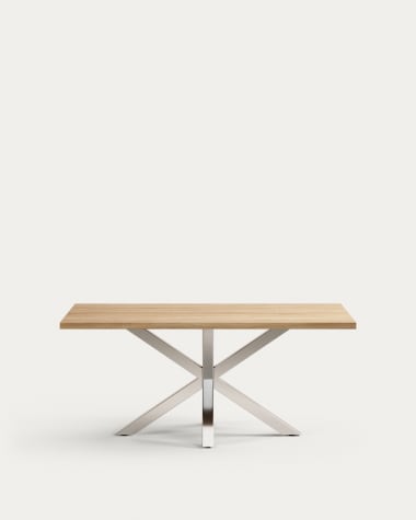 Argo table in melamine with natural finish and stainless steel legs 180 x 100 cm