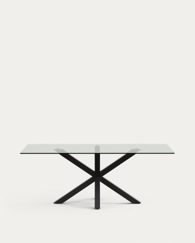 Table Argo en verre et pieds en acier finition noire 200 x 100 cm