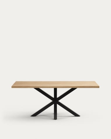 Argo table in melamine with natural finish and steel legs with black finish 200 x 100 cm