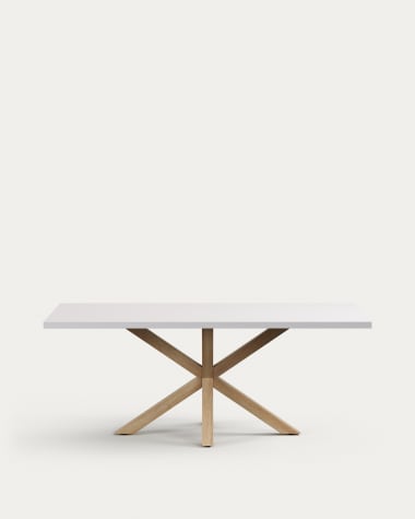Table Argo en mélaminé finition blanche et pieds en acier effet bois 200 x 100 cm