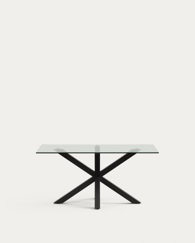 Argo Tisch aus Glas und Stahlbeine mit schwarzem Finish 160 x 90 cm