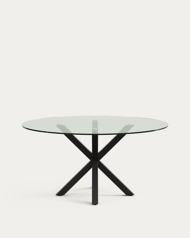 Table ronde Argo en verre et pieds en acier finition noire Ø 150 cm