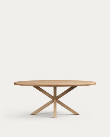 Table ovale Argo en bois d’acacia et pieds en acier effet bois Ø 200 x 100 cm