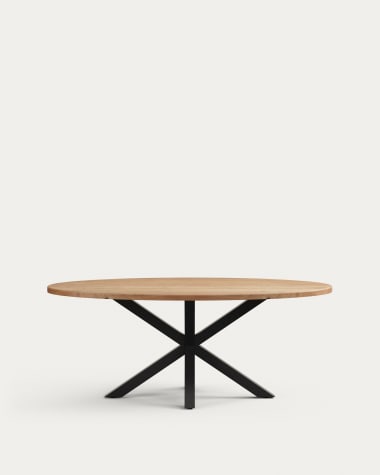 Argo oval table in solid acacia wood and steel legs with black finish Ø 200 x 100 cm