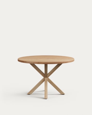 Argo round table in solid acacia wood and wood-effect steel legs Ø 120 cm