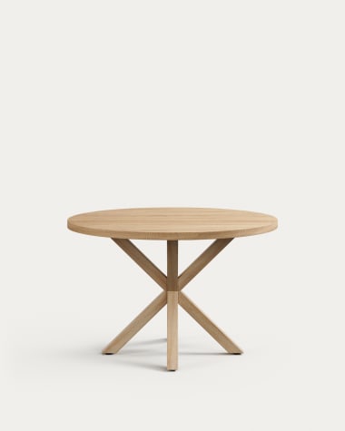 Okrągły stół Argo z melaminy z naturalnym wykończeniem i nogami ze stali z efektem drewna Ø 120 cm