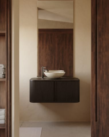 Mailen bathroom cupboard in ash veneer in a dark finish, 90 x 45 cm