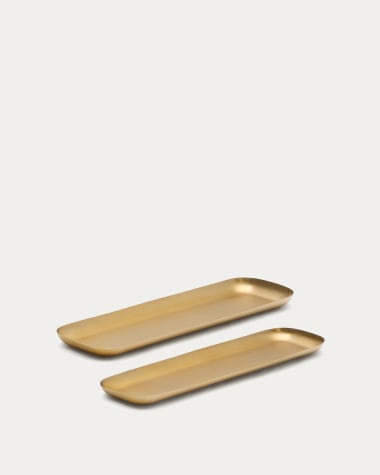 Aruc set of 2 trays made of gold-coloured stainless steel