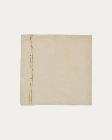 Flia set of 2 white linen and cotton napkins with gold-coloured lurex embroidered detail