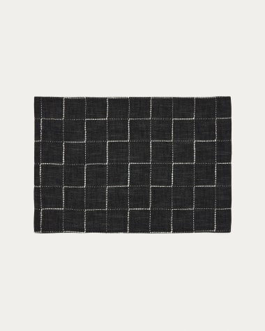 Ersen set of 2 black, 100% cotton table mats