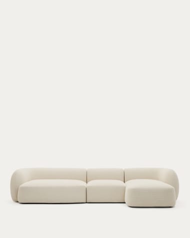 Ecru modular 4-seat Martina sofa with right chaise longue 377 cm