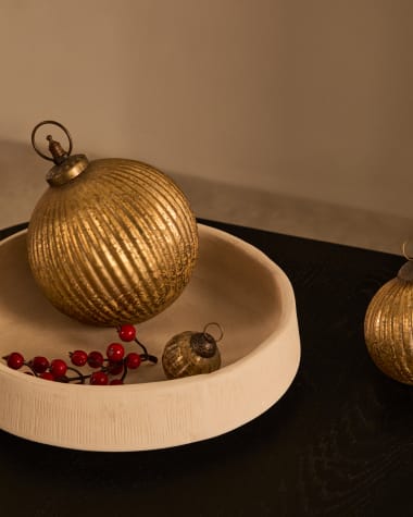 Elur set of 2  medium-sized Christmas baubles made of gold recycled glass, Ø 10 cm