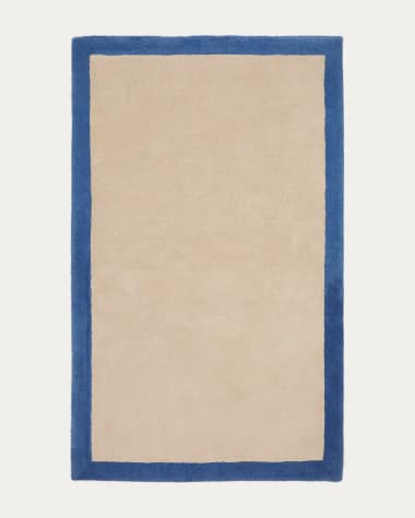 Nalim beige and blue,100% cotton rug 90 x 150 cm