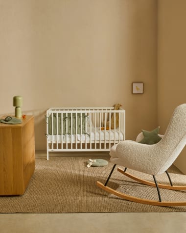 Shantal solid ash wood cot in white finish, 60 x 120 cm