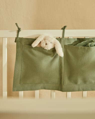 Organisateur de lit bébé Laily 100 % coton vert 25 x 45 cm