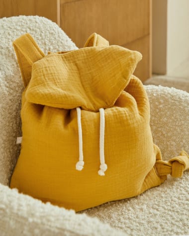 Yamile children's backpack organic cotton GOTS in mustard