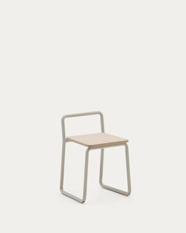 Tinn ash veneer chair with a beige metal structure